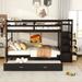 Full over Full Bunk Bed, Wood Slat Support, No Box Spring Needed with Ladder and Fence, for Kids, Teens, Girls, Boys