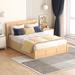 Queen Size Natural Theme Storage Bed Platform Bed with 2 Drawers,
