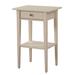 Wood High Legs Bedside Table End Table with Felt Lined Top Drawer and Open Storage Shelf for Bedroom Children's Rooms, Beige