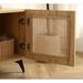 Natural Rattan TV Media Console Livingroom Oak TV Cabinet with 2 Spacious Storage and 2 Open Shelves - 16 inches in width