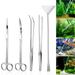 UEETEK 5 in 1 Stainless Steel Aquarium Aquascaping Kit Aquarium Tank Aquatic Plant Tools Sets Tweezers Scissor Spatula