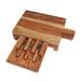 Brown Wood Handmade Cutting Board with 4 Cheese Knives Set of 4 10"W, 3"H
