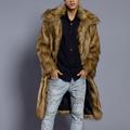 Mens Faux Fur Coat Jacket Winter Warm Long Coats Overwear Long Sleeve Outwear