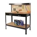 Work Bench with Drawers Wood Garage Workbench with Peg Board and Storage Shelf Multipurpose Work Table Tool Organizer for Shop Hold up to 300 lbs 48 L x 24 W x 63 H