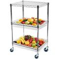 14 Deep x 36 Wide x 42 High 3 Tier Chrome Mobile Basket Unit