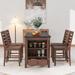 5-Piece Dining Table Set-Counter Height Table with Storage Cabinet and Drawer