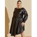 Plus Size Coated Asymmetric A Line Dress