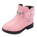 nsendm Female Shoes Little Kid Snowboard Shoes for Kids Short Boots Warm Leather Boots Baby Bow Cute Cotton Shoes Warm Boots Boots Big Kids Pink 13