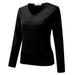 GUIGUI Women s Plus Size Base Layer Round Neck Solid Thermal Shirt Casual Basic Solid Long Sleeve Undershirt For Women Black XL