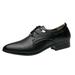 nsendm Male Shoes Adult Mens Shoes 574 Leather Style British Retro Pointed Toe Lace Up Business Casual Pointed Toe Dance Shoes for Men Leather Black 9