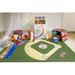 Furnish My Place Indoor Area Rug for kids - 3 ft. 3 in. x 5 ft. Green Baseball Rug with Jute Backing