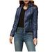 Winter Savings Clearance! Kukoosong Womens Leather Jacket Shacket Jacket Plus Size Faux Motorcycle Plain Zip up Short Coat with Pocket Long Sleeve Casual Collar Outerwear Tops Blue M