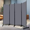 Room Divider and Folding Privacy Screens W/Wheels 6FT Rolling Partition Room Divider 88 Wide Room Separation Self-lockable 4 Panel Wall Divider Fabric Panel Screens for Office Bedroom Dorm Studio