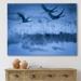 DESIGN ART Designart Cranes In Flight During Dark Blue Evening Light Traditional Canvas Wall Art Print 20 in. wide x 12 in. high