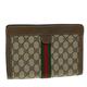 GUCCI GG Canvas Web Sherry Line Clutch Bag Beige Red Green Auth am3107