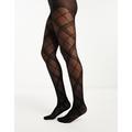 Lindex 20 denier check print tights in black