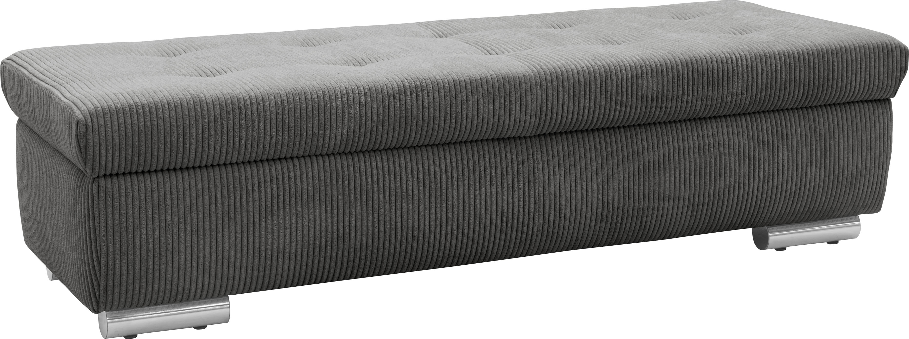 Hocker DOMO COLLECTION "Treviso XXL: B/T/H: 161/60/41 cm", grau, B:161cm H:41cm T:60cm, 100% Polyester, Hocker, Hocker mit Stauraum Polsterhocker, mit Stauraum, auch in Cord, passend zur Serie, moderne Steppung