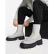 Truffle Collection square toe chunky chelsea boots in grey faux leather
