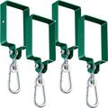 Dunzy 4 Pieces Metal Swing Set Accessories Includes Snap Hooks Swing Hangers Swing Set Brackets Swingset Attachments Swing Hanger Kit for Connecting to a 4" x 6" Beam Wooden Sets (Green)