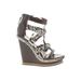 Boutique 9 Wedges: Gray Snake Print Shoes - Women's Size 9 1/2 - Open Toe
