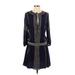 Alice + Olivia Casual Dress - DropWaist High Neck 3/4 sleeves: Teal Dresses - Women's Size P