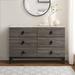 Loon Peak® Dressel Faux Marble & Rustic Grey Oak 6-Drawer Dresser Wood in Black/Brown/Gray | 36.5 H x 61.5 W x 15.5 D in | Wayfair