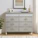Rosdorf Park Solaro Silver & Mirrored 6-drawer Dresser Wood in Brown/Gray | 34.5 H x 49.5 W x 17.5 D in | Wayfair 6026D1BA82F84859BAF48D16DBDB31D9