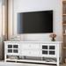 Red Barrel Studio® Modern Tv Stand w/ Glass Doors For Tvs Up To 65" Wood in White | 21.7 H x 59.1 W x 15.7 D in | Wayfair