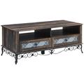 Bungalow Rose Lynnesha 47.2"W Coffee Table w/ Storage Wood/Metal in Brown | 19 H x 47.2 W x 22 D in | Wayfair 64864F77EB234448AC1C13D2BB3B341F