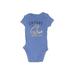 Carter's Short Sleeve Onesie: Blue Marled Bottoms - Size 3 Month