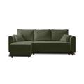 Canapé d'angle réversible convertible 4 places en tissu vert sauge