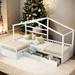 L-Shaped Twin Size White House Platform Bed with Three Storage Drawers