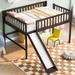 Wood Low Full Size Loft Bed with Ladder and Slide(54.1''W x 75''L)