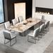 8-Person Extendable 63'' to 94.5'' Dining Set,Rectangular Sintered Stone Top,Stainless Steel Legs(1 Table 8 gray Chairs)