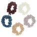 5 Pcs Pearl Hair Band Crystal Balls Hair Tie Handmade Cloth Beaded Hair Ring for Women Girls (Mixed Color)