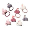 8pcs Rabbit Stretch Hair Ties and Hairpins Elastic Hair Ring Ponytail Holders Barrettes Hair Accessories for Kids Girls (Random Color)