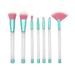 NUOLUX 7pcs Transparent Crystal Makeup Brush Set with Empty Handle DIY Cosmetic Sand Brushes Make up Tool(#1 Empty Tube Transparent Handle Green Blue Tube Rosy Bottom White Hair)