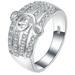 1Pc Note Ring Music Note Finger Ring Fashionable Ring Creative Diamond Ring Silver(Size 9)