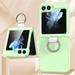Ring Holder Matte Case for Samsung Galaxy Z Flip 5 4 3 Luxury Slim Ultra-Thin flip3 /flip4 /Flip5 Shockproof Hard Phone Cases Cover (Light Green for Samsung Z Flip 4)