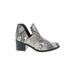 Blondo Ankle Boots: Slip-on Chunky Heel Boho Chic White Snake Print Shoes - Women's Size 6 1/2 - Almond Toe