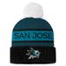 Women's Fanatics Branded Black/Teal San Jose Sharks Authentic Pro Rink Cuffed Knit Hat with Pom