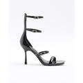 River Island Womens Black Patent Strap Heeled Sandals