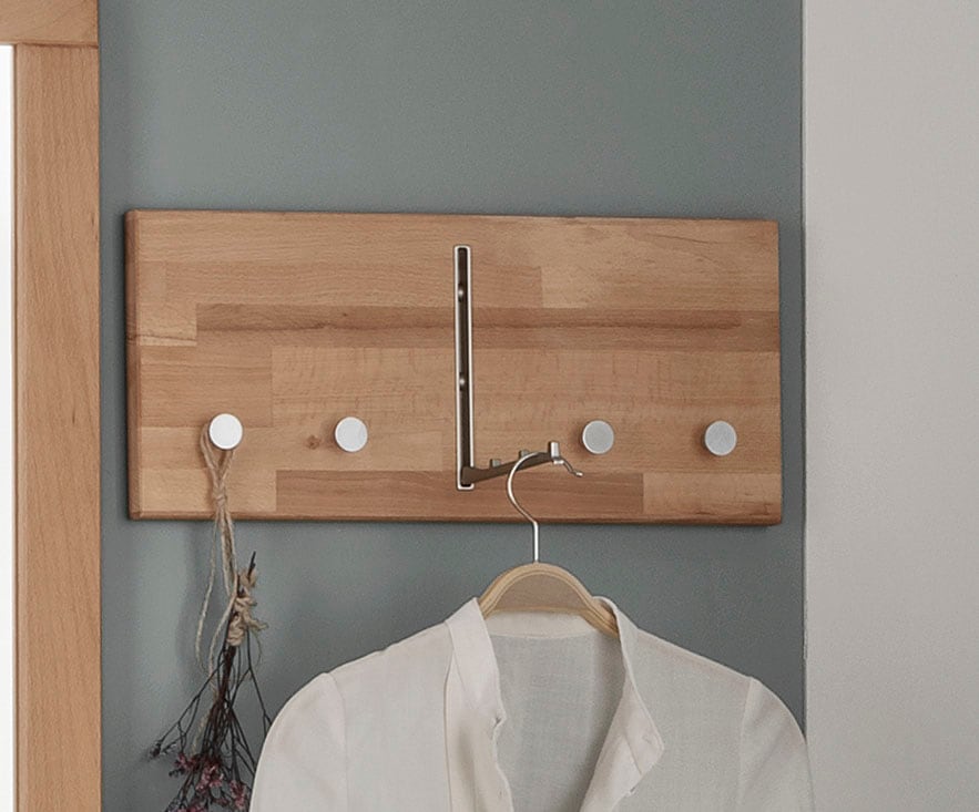 Hakenleiste HOME AFFAIRE "Dura", braun (buche), B:50cm H:22cm T:4,6cm, Massivholz, Hakenleisten, aus FSC-zertifiziertem Massivholz, Breite 50 oder 80 cm