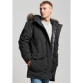 Steppjacke SUPERDRY "EVEREST FAUX FUR HOODED PARKA" Gr. XL, schwarz (jet black) Herren Jacken Steppjacken