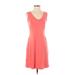 ExOfficio Casual Dress - Mini V-Neck Sleeveless: Pink Dresses - Women's Size Small