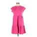 Gap Casual Dress - A-Line High Neck Short sleeves: Pink Print Dresses - Women's Size X-Small Petite