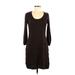 Calvin Klein Casual Dress Scoop Neck 3/4 sleeves: Brown Print Dresses - Women's Size Medium