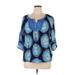 Crown & Ivy Long Sleeve Blouse: Blue Tops - Women's Size X-Large Petite