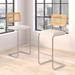 AllModern Walsh Boucle Bar & Counter Stool Upholstered/Metal in Gray/White/Brown | 47 H x 19 W x 19.5 D in | Wayfair