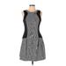 Guess Cocktail Dress - A-Line Crew Neck Sleeveless: Gray Print Dresses - Women's Size 10